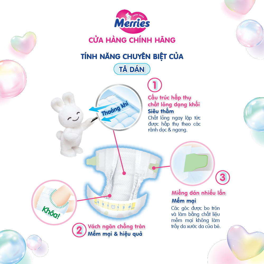 Ảnh Combo 3 Tã/bỉm dán Merries Size S70/M56 4