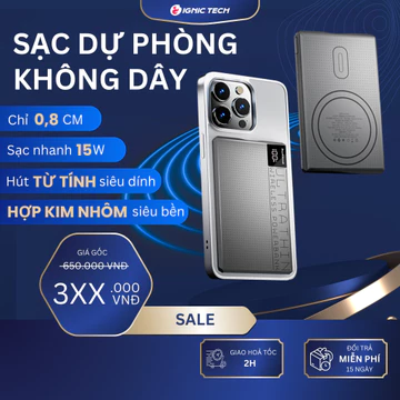 Sạc dự phòng không dây,20W sạc dự phòng có đèn LED hiển thị, sạc dựng phòng siêu mỏng 0,8 cm