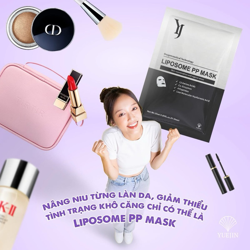 5-10-20 miếng Mặt nạ Yuejin Liposome PP Mask (ĐEN) 25ml hạn 2028 công ty tem phụ (1 hộp 10 miếng) IS427
