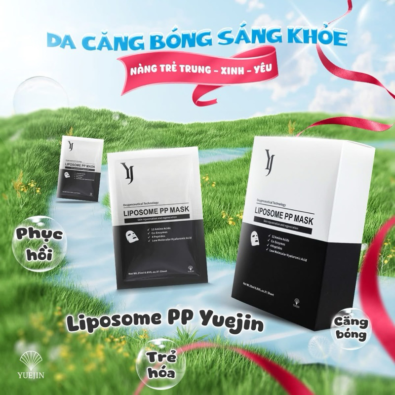 5-10-20 miếng Mặt nạ Yuejin Liposome PP Mask (ĐEN) 25ml hạn 2028 công ty tem phụ (1 hộp 10 miếng) IS427