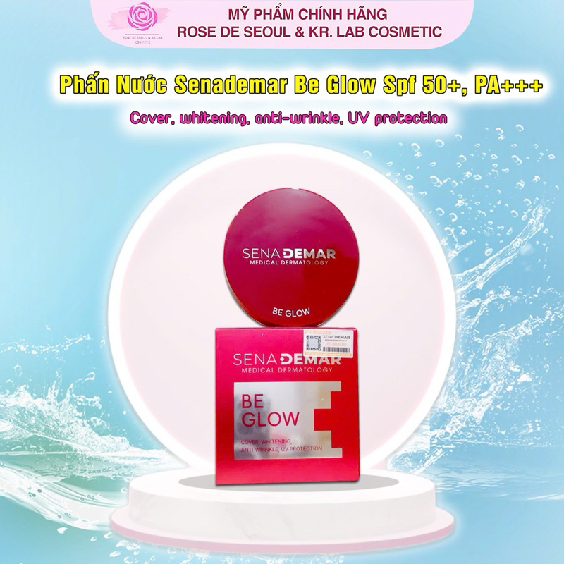 Phấn nước cushion sena demar be glow cushion dạng kem,giúp dưỡng ẩm, làm trắng 15g - hạn 2028 cushion senademar IS210
