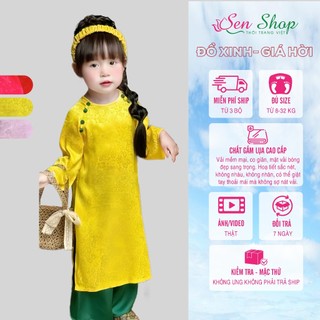 ÁO DÀI TẾT bé trai-gái gấm hoa cao cấp May Mắn - Hạnh Phúc - Đủ Đầy 7-32kg - Mã TET
