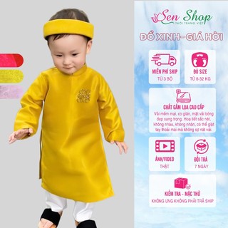 ÁO DÀI TẾT bé trai-gái gấm hoa cao cấp May Mắn - Hạnh Phúc - Đủ Đầy 7-32kg - Mã TET
