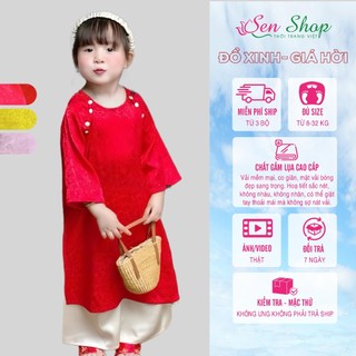 ÁO DÀI TẾT bé trai-gái gấm hoa cao cấp May Mắn - Hạnh Phúc - Đủ Đầy 7-32kg - Mã TET