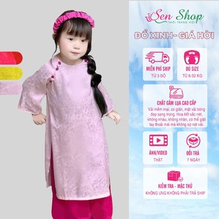 ÁO DÀI TẾT bé trai-gái gấm hoa cao cấp May Mắn - Hạnh Phúc - Đủ Đầy 7-32kg - Mã TET