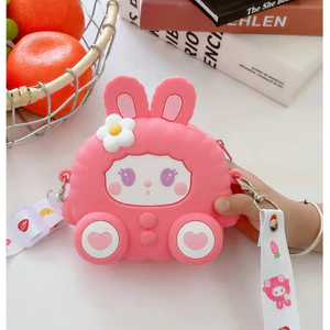 Túi Đeo Chéo Bé Gái Hình Thỏ,Túi Đi Chơi Trẻ Em,Túi Silicon Mini Trẻ Em Đựng Bao Lì Xì Chơi Tết-TB02