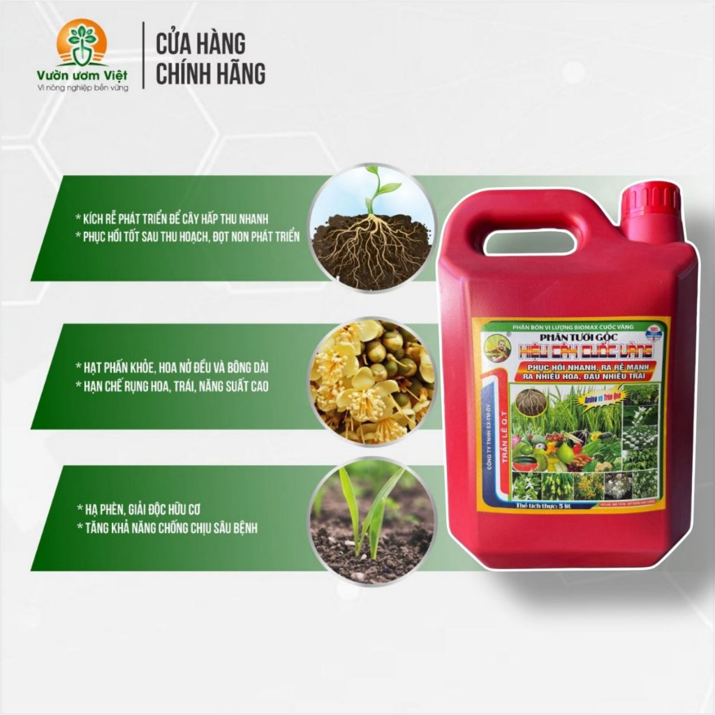 Phân bón AMINO Trùn Quế dạng nước, siêu tăng trưởng bền vững cây trồng - 5 lít