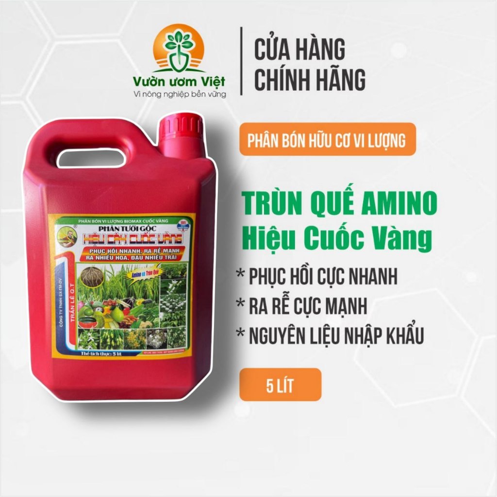 Phân bón AMINO Trùn Quế dạng nước, siêu tăng trưởng bền vững cây trồng - 5 lít