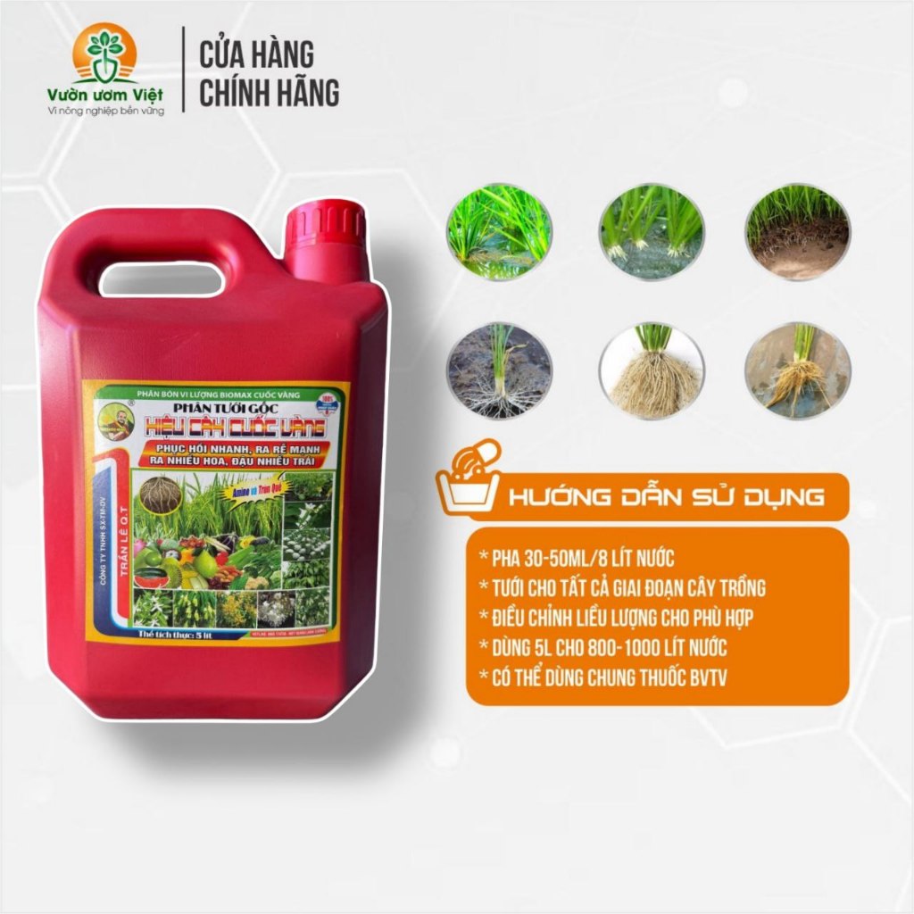 Phân bón AMINO Trùn Quế dạng nước, siêu tăng trưởng bền vững cây trồng - 5 lít