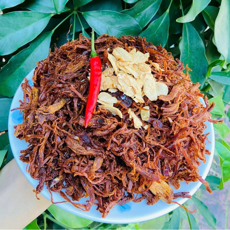 Bịch 200gr Thịt Gà Sấy Khô Cháy Tỏi (Hương Vị Heo) - Thơm Ngon Đậm Đà - Đã Đạt Chuẩn ATVSTP