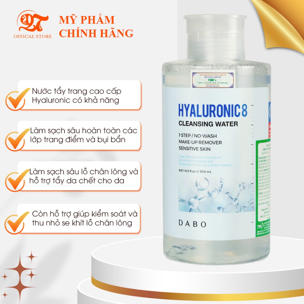 (Hàng chính hãng) Nước tẩy trang cao cấp - Dabo Hyaluronic 8 Acid ...