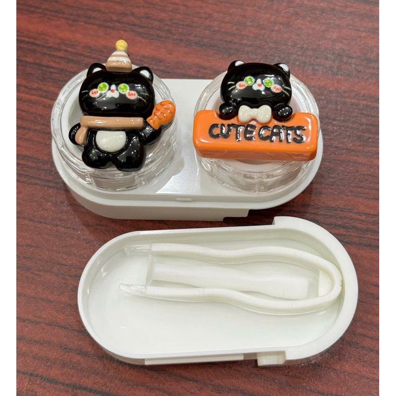 KHAY CHARM ĐỰNG LENS Mèo đen Cute Muneyes