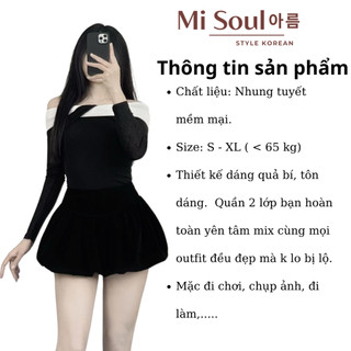 Quần Bí Nhung Xếp Ly Nữ 2 Lớp Dáng Xoè Bồng Misoul, Quần Qủa Bí Tuyết Nhung Xếp Ly Xoè BigSize 368