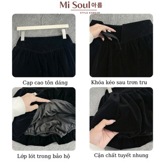 Quần Bí Nhung Xếp Ly Nữ 2 Lớp Dáng Xoè Bồng Misoul, Quần Qủa Bí Tuyết Nhung Xếp Ly Xoè BigSize 368