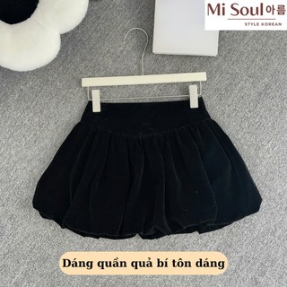 Quần Bí Nhung Xếp Ly Nữ 2 Lớp Dáng Xoè Bồng Misoul, Quần Qủa Bí Tuyết Nhung Xếp Ly Xoè BigSize 368