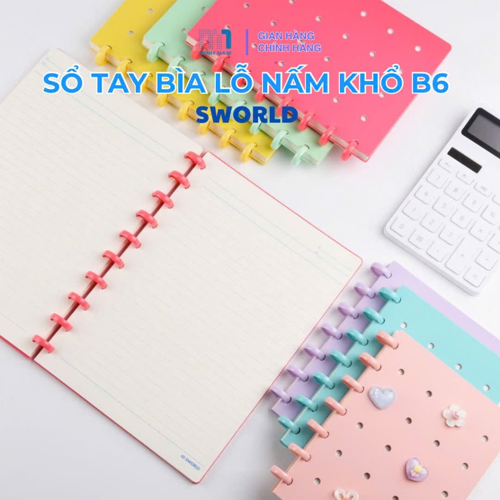 Sổ Tay Lá Rời 80 Trang Bìa Lỗ Nấm Kèm Phụ Kiện Trang Trí Khổ B6 Sworld ...