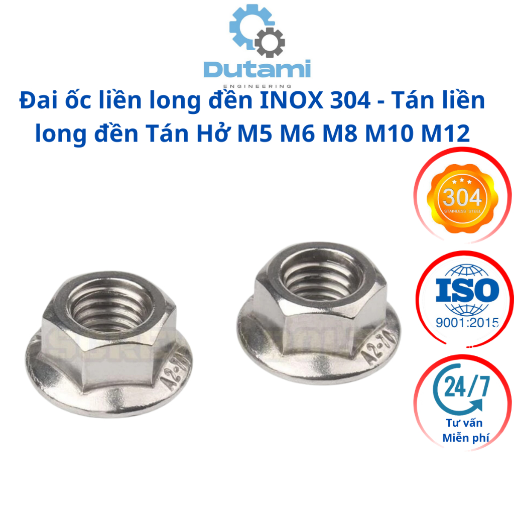 Đai ốc liền long đền INOX 304 - Tán liền long đền Tán Hở M5 M6 M8 M10 ...