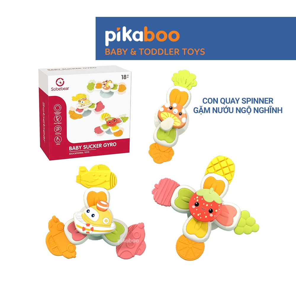 Ảnh Đồ chơi con quay spinner gặm nướu ngộ nghĩnh 3 trong 1 cao cấp Pikaboo bộ 3 con quay cao cấp an toàn 1