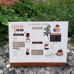 Menu gỗ A3 A4 in UV trực tiếp theo yêu cầu Free Logo - LynhDecor