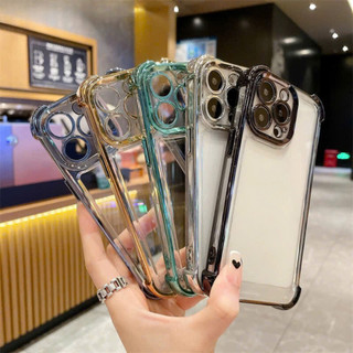 Ốp Lưng iPhone TPU Viền Mạ Kim Loại 4 Góc Chống Sốc, Bảo Vệ Camera - iP 7/8/X/XS/11/12/13/14/15/16/17/Plus/Pro/Max/Air