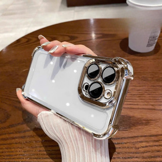 Ốp Lưng iPhone TPU Viền Mạ Kim Loại 4 Góc Chống Sốc, Bảo Vệ Camera - iP 7/8/X/XS/11/12/13/14/15/16/17/Plus/Pro/Max/Air