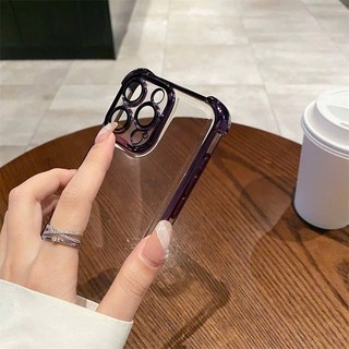 Ốp Lưng iPhone TPU Viền Mạ Kim Loại 4 Góc Chống Sốc, Bảo Vệ Camera - iP 7/8/X/XS/11/12/13/14/15/16/17/Plus/Pro/Max/Air