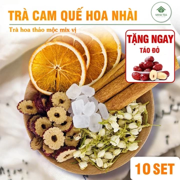 Trà cam quế hoa nhài táo đỏ, 10 set mix, trà thảo mộc giúp giữ ấm cơ thể, đẹp da, tốt cho tiêu hóa