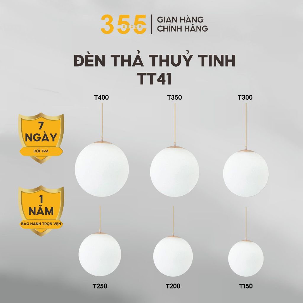 Đèn Thả Thuỷ Tinh TT41 355 Decor Lighting Bóng E27 Hình Cầu Thuỷ Tinh ...