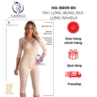 Bộ bodysuit isavela BS09-BK ( CHÍNH HÃNG) dùng sau hút mỡ bụng, đùi,tay, lưng, nách, hông, nâng mông, ngực