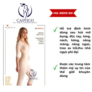 Bộ bodysuit isavela BS09-BK ( CHÍNH HÃNG) dùng sau hút mỡ bụng, đùi,tay, lưng, nách, hông, nâng mông, ngực