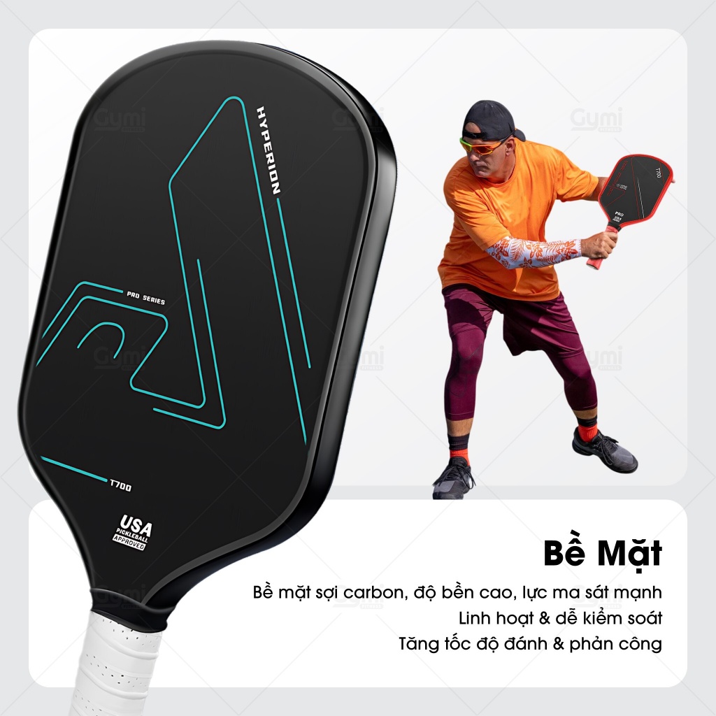 Vợt Pickleball T700 Pro Sợi Carbon - Khối Lượng Nhẹ, Mặt Nhám Bám Bóng, Năng Động Cho Nam và Nữ