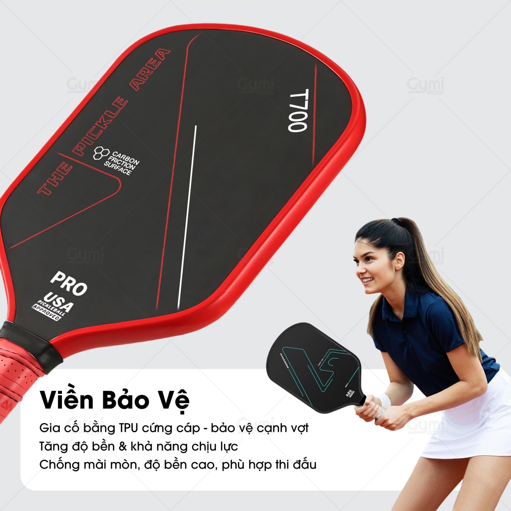 Vợt Pickleball T700 Pro Sợi Carbon - Khối Lượng Nhẹ, Mặt Nhám Bám Bóng, Năng Động Cho Nam và Nữ