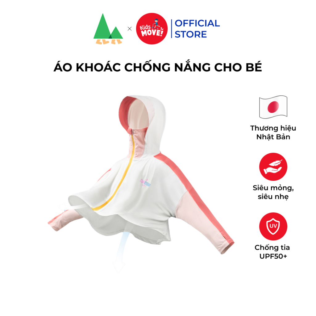 Ảnh Áo chống nắng cho bé siêu mỏng Shukiku Nhật Bản, chống UV UPF 50+, có mũ, che tay và cằm 1