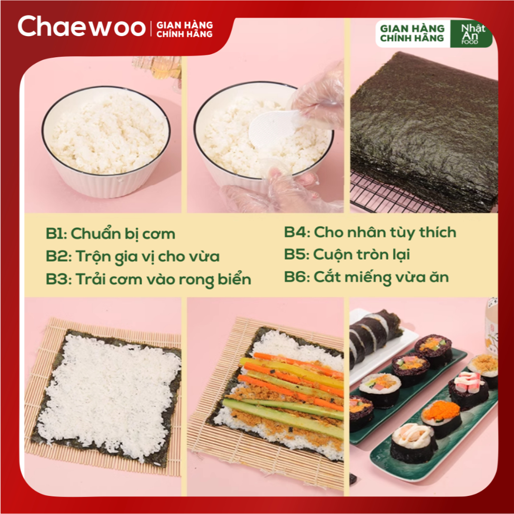 Lá rong biển cuốn Kimbap - sushi lá rong biển 100 lá - 50 lá nori cuộn ...