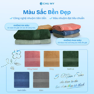 Khăn Tắm Gội Cotton CHU MY - Khăn Gội Đầu 35x80cm, Khăn Tắm Khách Sạn 70x140cm, Nhiều Màu