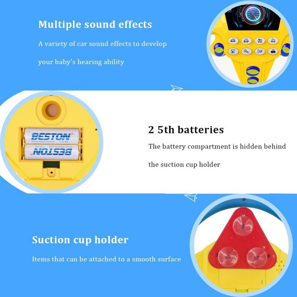 Vô Lăng Đồ Chơi Cho Bé Có Đế Hít Xoay 360 Độ Với 8 Chức Năng Âm Thanh Ô Tô