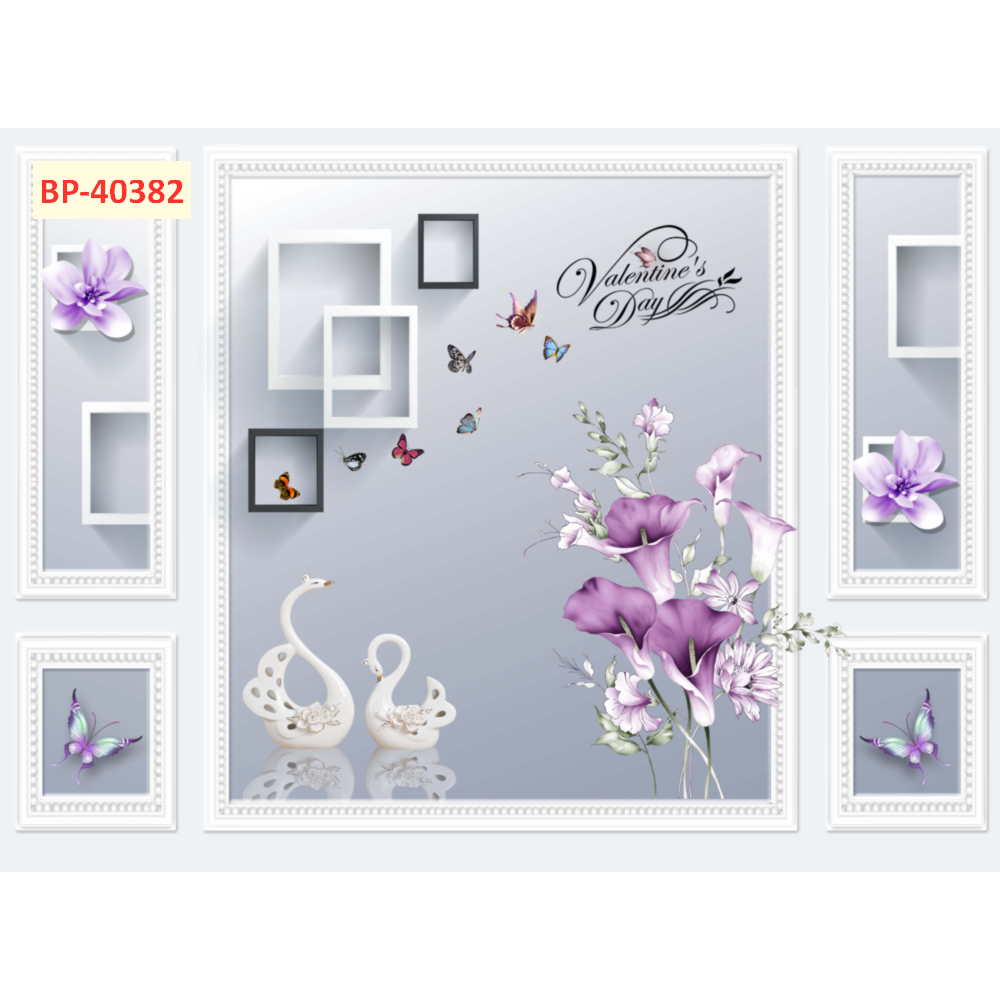 Tranh lụa phào chỉ hoa đính ngọc trai cao cấp. Tranh dán tường TsDécor