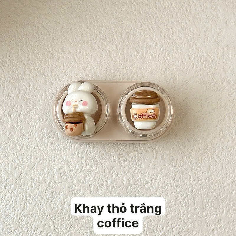 KHAY CHARM ĐỰNG LENS gấu nâu coffee Muneyes