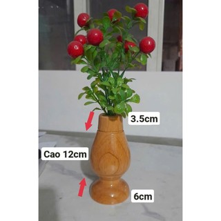 Lọ cắm hoa gỗ trang trí - Lọ hoa gỗ cao su nguyên khối (1 cái)