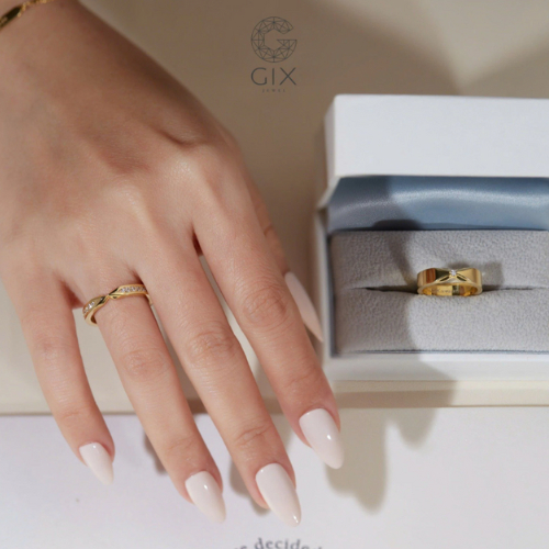 Ảnh Nhẫn cưới Ribbon vô cực thiết kế vàng 14k & 18k đính full kim cương thiên nhiên Gix Jewel 3