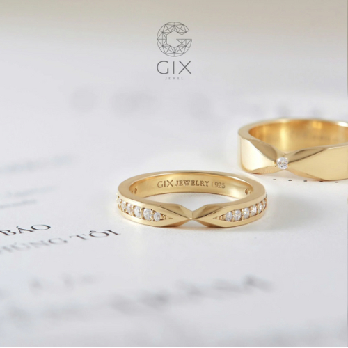 Ảnh Nhẫn cưới Ribbon vô cực thiết kế vàng 14k & 18k đính full kim cương thiên nhiên Gix Jewel 1