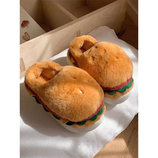 Dép Bông Hình Hamburger Dễ Thương Đi Trong Nhà Hàng QC Xịn Đẹp