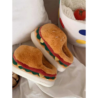 Dép Bông Hình Hamburger Dễ Thương Đi Trong Nhà Hàng QC Xịn Đẹp