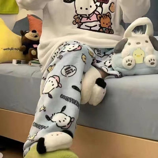 Quần Lông Hoạ Tiết Hoạt Hình Chibi Mặc Mùa Đông Lộn Mịn Ấm