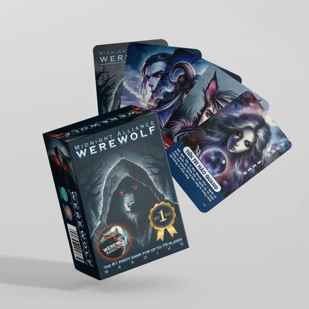 [Sỉ] Bộ Bài Ma Sói Midnight Alliance 66 Lá Giấy Cứng Hộp Nhỏ Gọn