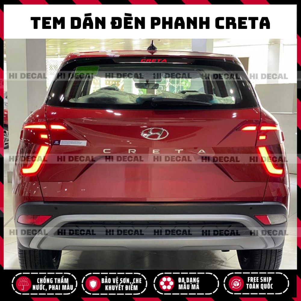 Tem dán đèn hậu, đèn phanh Creta, tem dán đèn phanh trang trí xe bền màu