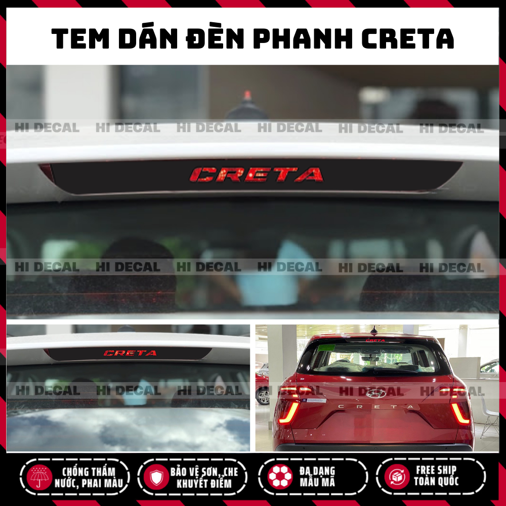 Tem dán đèn hậu, đèn phanh Creta, tem dán đèn phanh trang trí xe bền màu