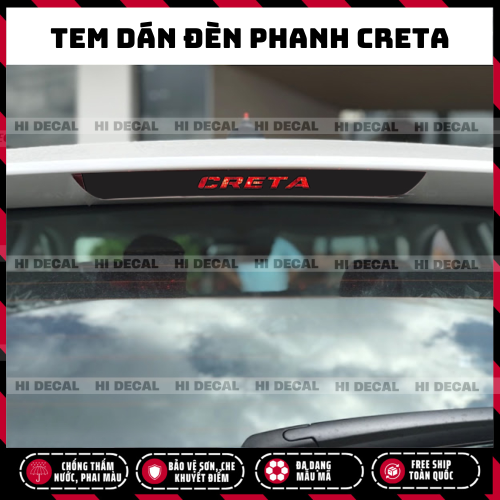 Tem dán đèn hậu, đèn phanh Creta, tem dán đèn phanh trang trí xe bền màu