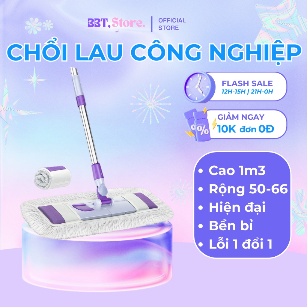 Chổi Lau Công Nghiệp, cây lau nhà cỡ lớn lau khô, nhanh sạch chất liệu inox cao cấp xoay 360 độ