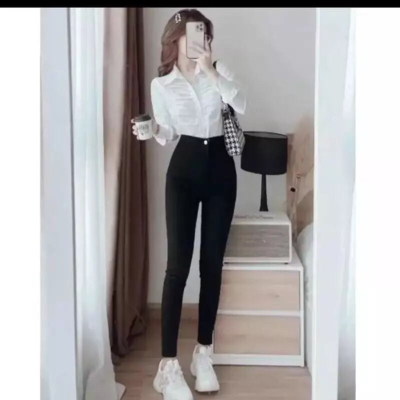 Quần Legging nữ dài cạp cao có túi 1 cúc khóa kéo công sở co giãn gen bụng vải dày Umi ôm dáng